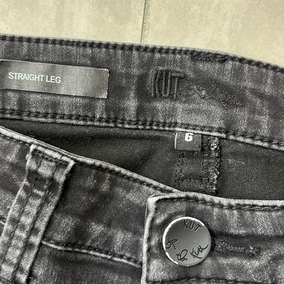 Kut From The Kloth High Rise Straight Leg Jeans Stonewash Black 6 - Picture 3 of 7